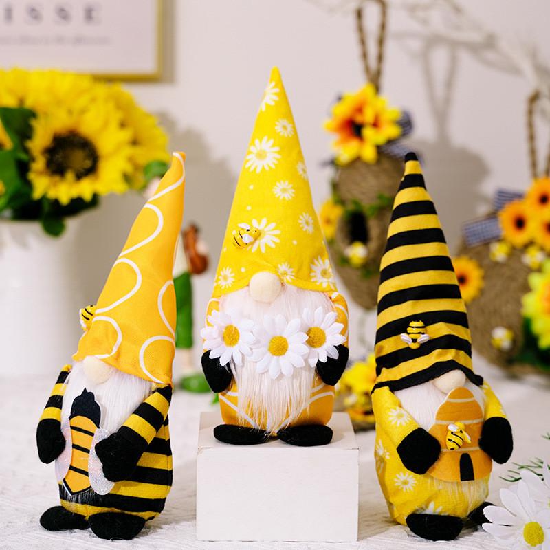 Adorable Plush Bumblebee Gnome Decor With Sunflowers For Festive Home Decorations