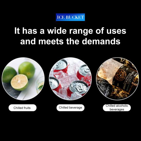 Ведро для льда из нержавеющей стали, портативное, двухслойное, с изоляцией, с ручкой, можно использовать в морозильной камере, охладитель для напитков