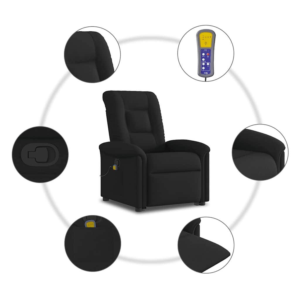 Recliner Chair with Lift Assist Black Fabric