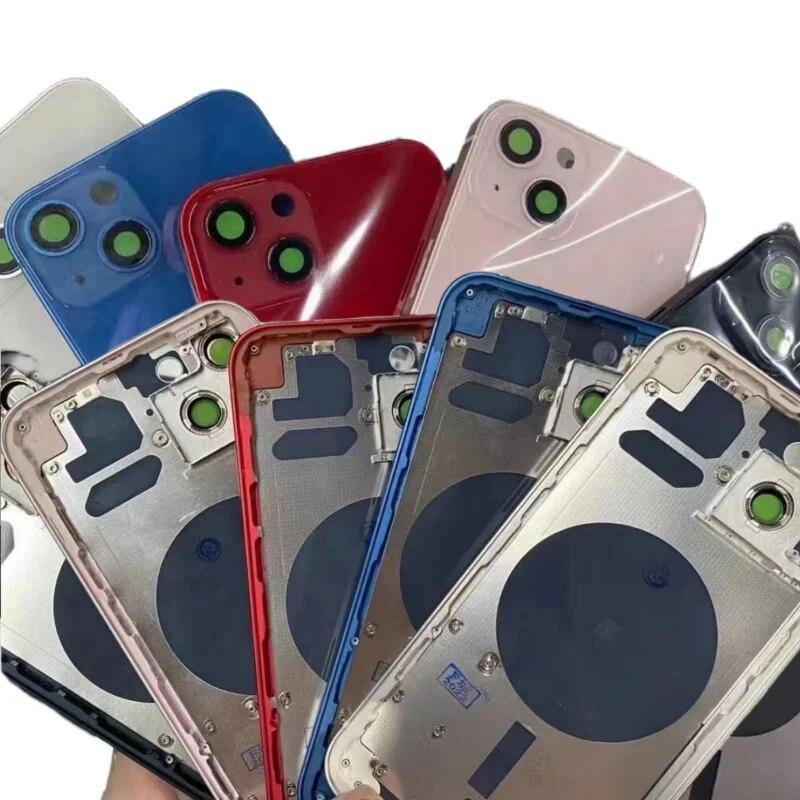 Back Housing Cover For iPhone 13 Mini 13 Pro Max Back Battery Door Rear Glass with Chassis Frame SIM Tray Side Key Parts