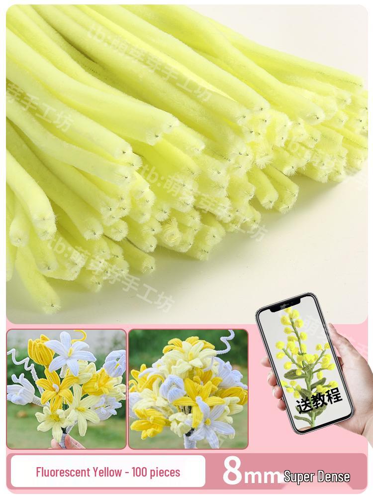 Thickened White Chenille Pipe Cleaners - Mixed Colors for DIY Bouquet Crafts