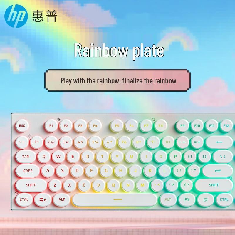 HP K500Y Ретро Панк Круглая Клавиша Подсветка Проводная Клавиатура