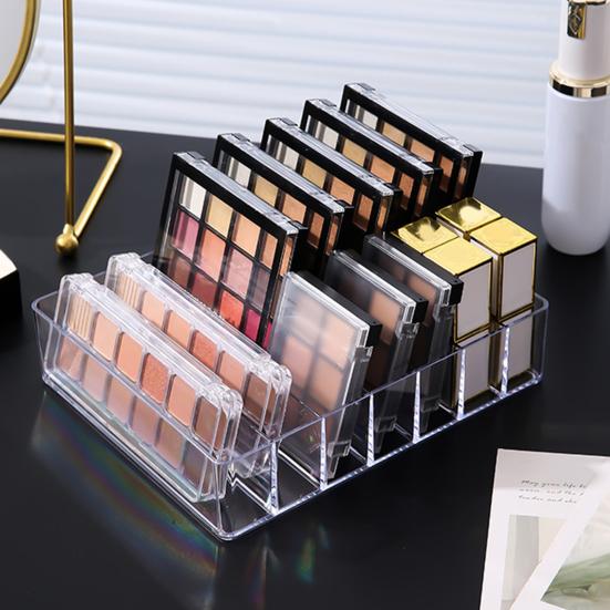 7 ячеек, органайзер для косметики, лоток для хранения, большая емкость, прозрачный дизайн, многоцелевой держатель для палитры теней для век