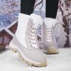 Waterproof PU Leather Snow Boots Fashion Women High Boots Plush Cotton Shoes Warm Winter Outdoor Walking Hiking Shoes