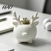 Christmas Ornament 3D Printed Reindeer Succulents Planter Pot for Indoor Plants, Decorative Desktop Makeup Brush Storage Organizer, Table Ornament,