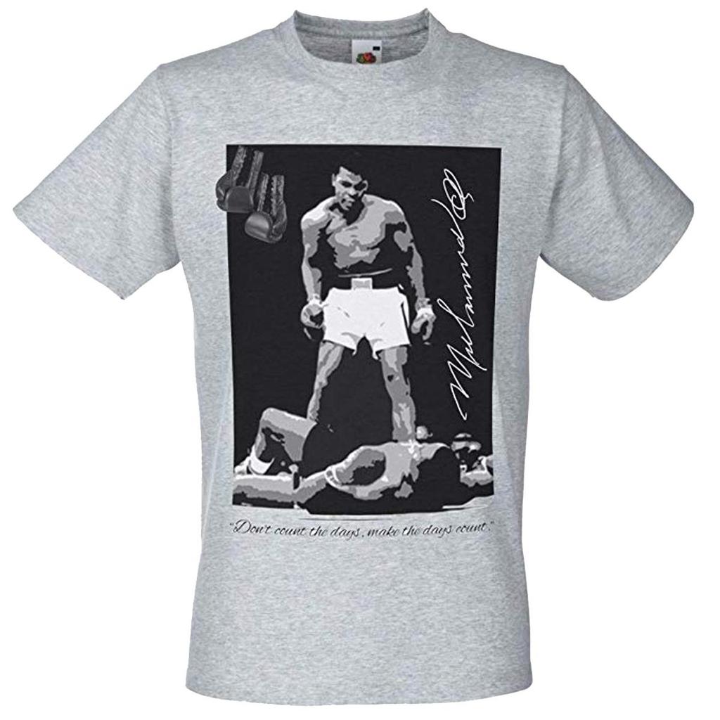 Adults Ali Make Days Count Muhammad Boxing Quote Unisex Grey TShirt