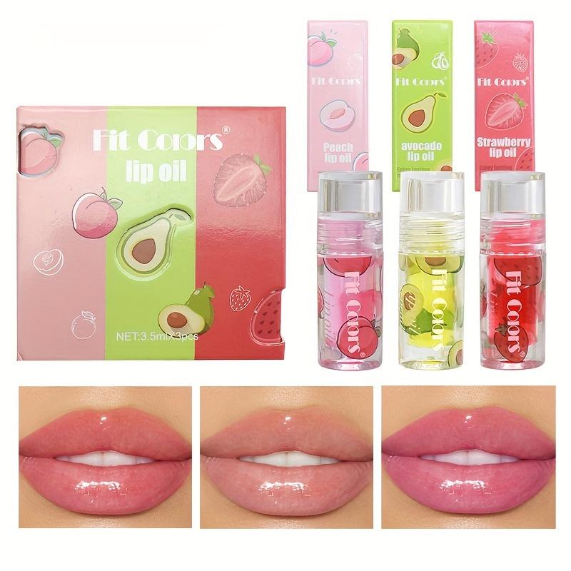 3pcs/set Fruity Color Changing Lip Glaze, Moisturizing Lipstick Lip Oil, Long Lasting Waterproof Lip Balm for Women Makeup