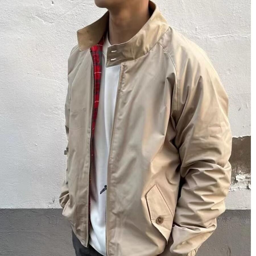 Мужская хаки куртка Harrington G9 Ретро Повседневная - Весна/Осень, Воротник-стойка, Ветрозащитная Мотоциклетная верхняя одежда