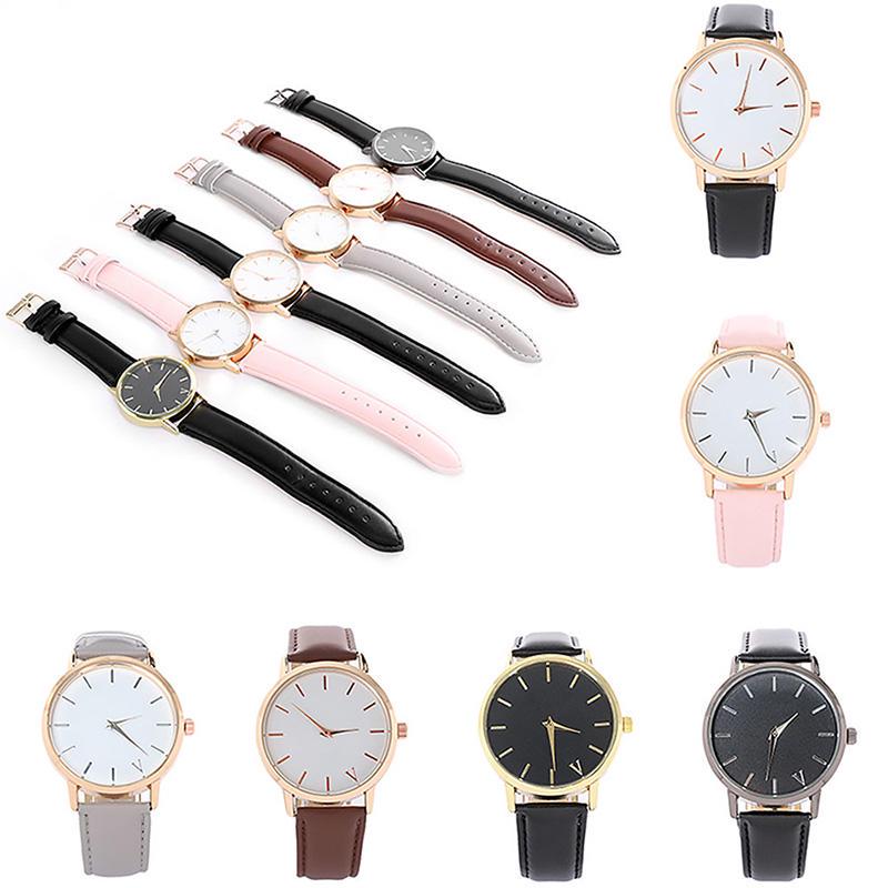 Женские и мужские дизайнерские кварцевые аналоговые наручные часы с кожаным ремешком