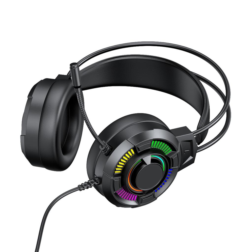 Игровая гарнитура с RGB-подсветкой, USB-наушники с объемным звуком 7.1, 50-мм динамики, легкий дизайн, полноразмерные