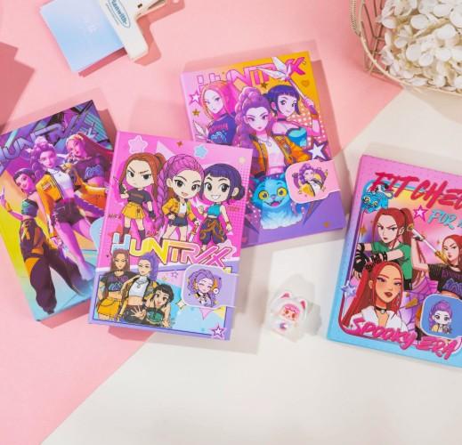 Hot K-POP Demon Hunter Girl Group A5 color page magnetic buckle notebook diary color planner book suitable for gift giving