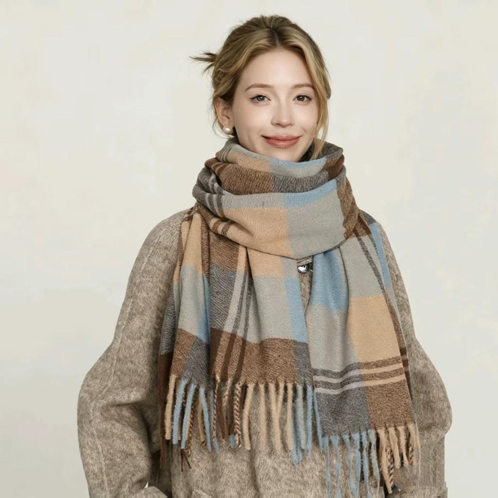 Winter Luxury Classic England Style Women Scarf Fashion Stripe Plaid Scarves Tassel Shawls Pashmina Lady Wrap Hijab