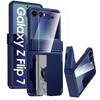 Для Samsung Galaxy Z Flip 7 с держателем для карт [RFID-блокировка] и защитой шарнира и HD-защитой экрана, Прочный противоударный чехол для телефона - Синий