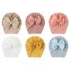 Cute Big Bows Baby Turban Hat Solid Color Newborn Soft Elastic Baby Girls Hats Headwrap Beanies Summer Infant Toddler Kids Cap