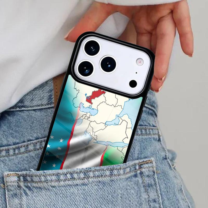 Чехол для телефона с флагом и гербом Узбекистана для iPhone 17ProMax 12 13 14 15 16e 17 Pro Max Plus Air Cover