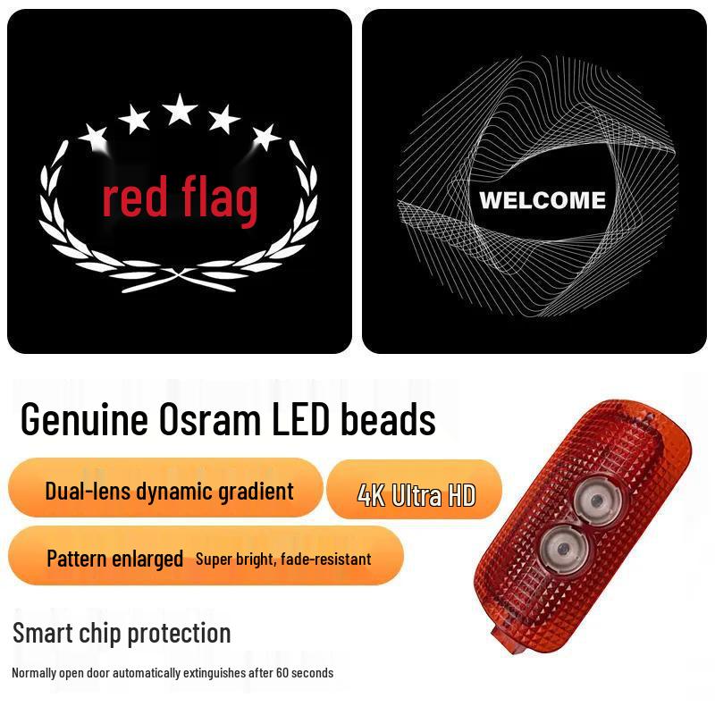 Динамическая подсветка приветствия для автомобилей Hongqi H5/H6/H7 2023-2025 гг., проекция на дверь автомобиля, внутренняя отделка