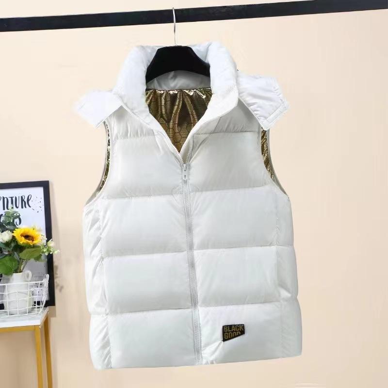 Internet celebrities black and gold down cotton live hat vest men and women wear new autumn and winter thickened warm vest