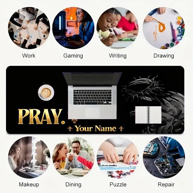 Custom Your Name Dark Prayer Gamer Large Deskmat Mousepad Playmat Xl Keyboard Mouse Pad Gaming Desk Accessories Anime Pc Extended Pads