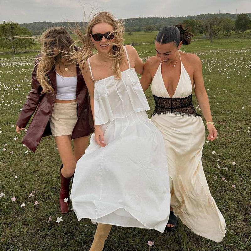 Женское платье с кружевной вставкой, на шее, пляжное, для путешествий, летнее, новый стиль, платье с подчеркнутой талией, темпераментное, длинное, без рукавов, облегающее