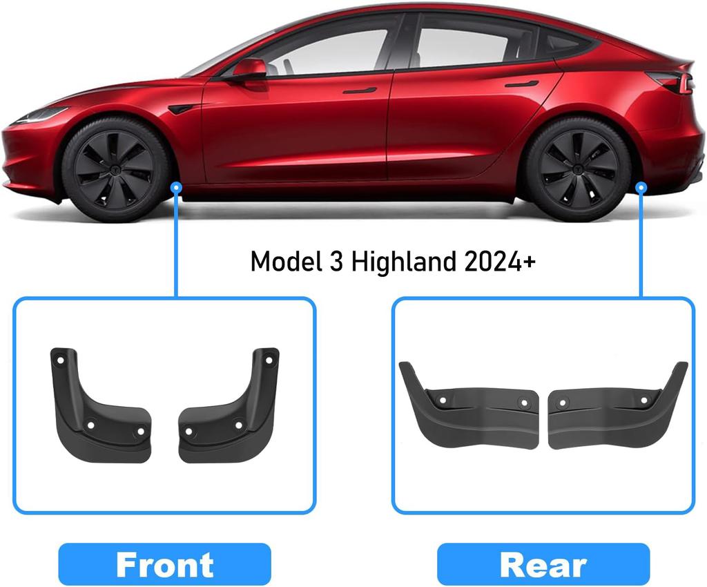 Мягкие брызговики для Tesla Model Y Juniper Model 3 2025 2026 Защитные брызговики Брызговик Крыло Без сверления Брызговик Защитные аксессуары