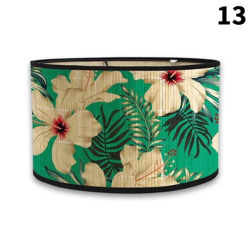 E27 Винтажные абажуры с цветочным принтом из бамбука ручной работы, чехол для лампы для бара, кафе, настенный светильник, люстра для домашнего декора
