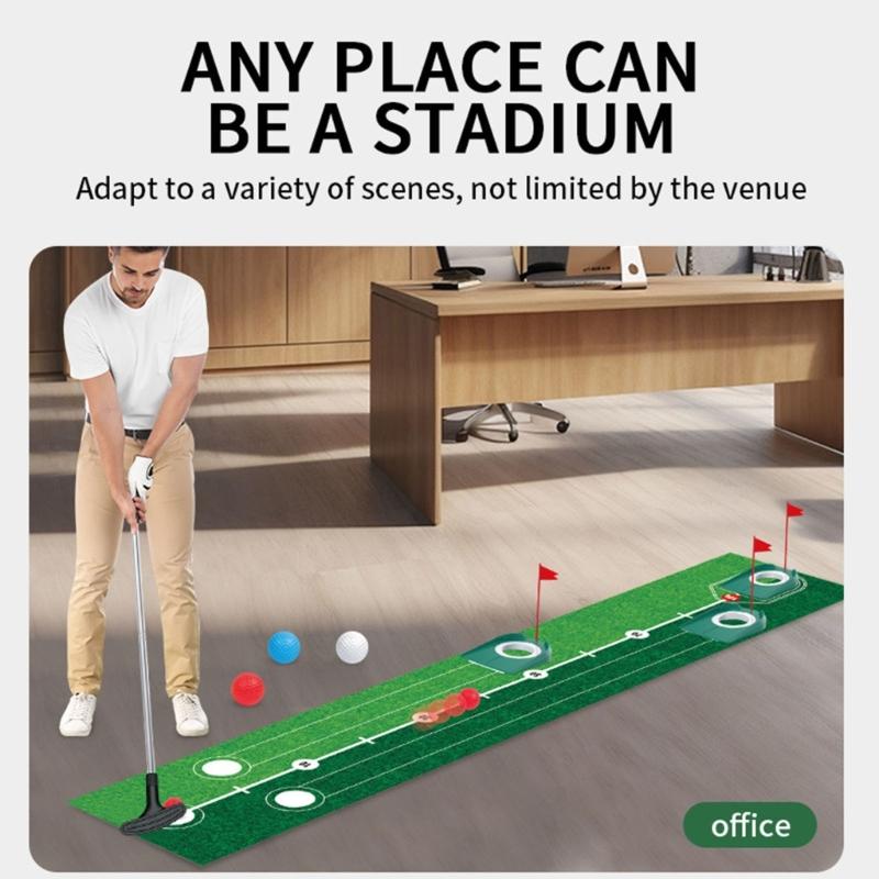 Complete Golf Putting Practice Set Includes Mat and Accessories for or Multiplayer Use to refines Technique Anywhere