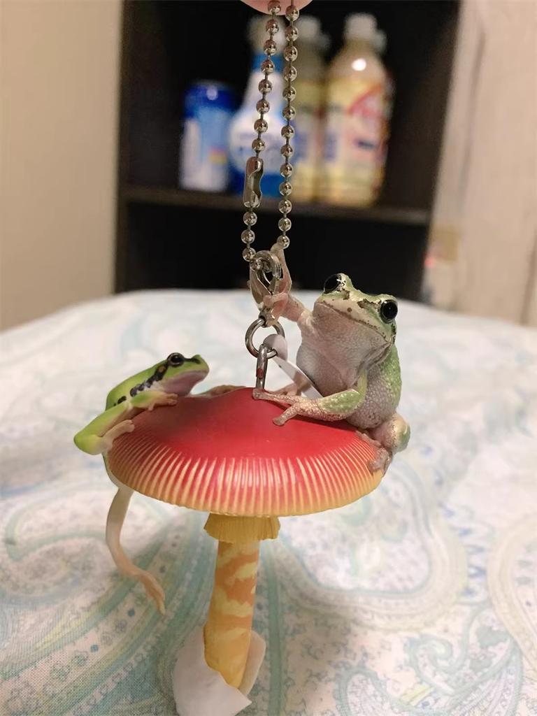 Authentic Japanese Ikimon Series 2 Mushroom And Rain Frog Realistic Fly Agaric Figure Ornament Keychain Collectible