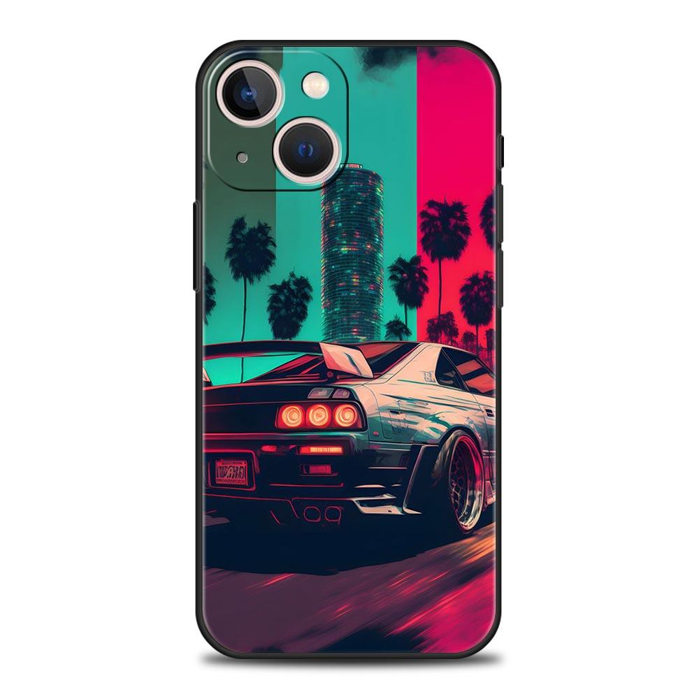 Sports Car JDM Tokyo Drift For iPhone 11 12 13 15 14 Pro Max Phone Case X XR XS 7 8 Plus SE 2020 Luxury Black Soft Cover Funda