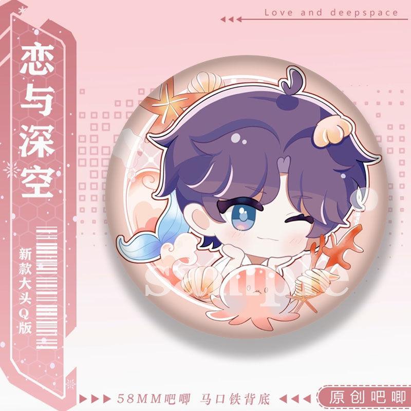 58/75MM Love and Deepspace Sylus Caleb Rafayel Zayne Xavier Anime Badge Emblem Brooch Cartoon Backpack Decorative Collectibles