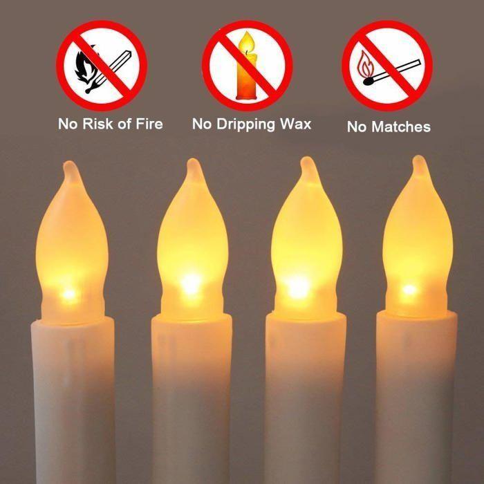 Bougies LED - AIMOONSA - AIMOONSA - Lot de 12 - Corps blanc - 6,5 pouces (16,5 cm)