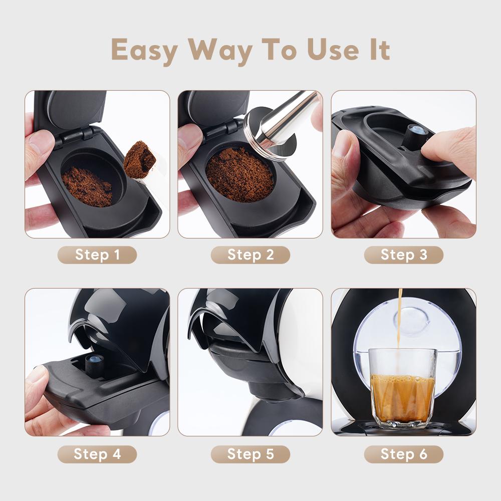 Reusable Refillable Coffee Adapter Powder Dish Cup Compatible with Dolce Gusto Lumio EDG325 Coffee Machine Drawer Holder