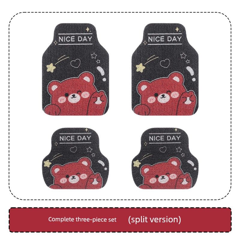 Car Floor Mat for the Driver's Seat, Cute Cartoon Design, Single Piece, Anti-Dirt, Wire Loop, Customizable, New Style Carpet-Style Mat for Women