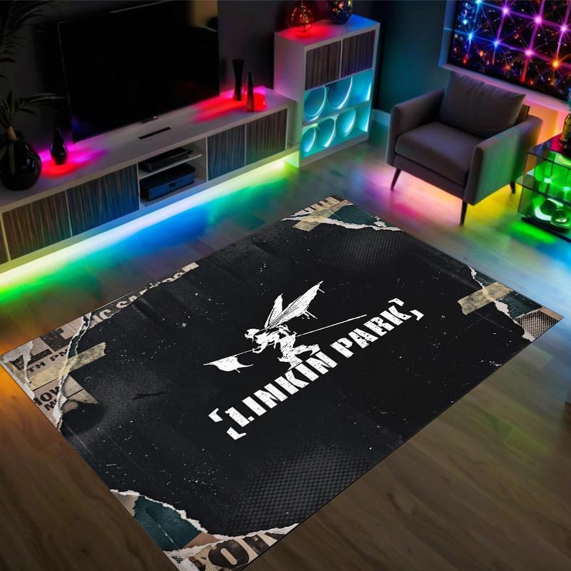 Linkin Park Design Crystal Velvet Carpet Cozy Non?Slip Printed Rug For Bedroom Living Room Entrance