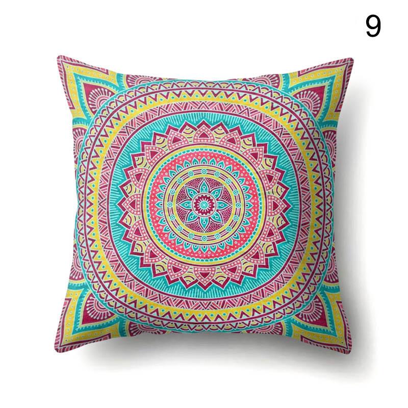 45x45cm Bohemian Cushion Cover Mandala Floral Pattern Peach Pillow Cover for Car Seat Sofa Library Pillow Cover