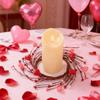 Valentine Candle Rings Wreaths Heart Berries Candle Holders Mini Wreaths for Party Wedding Window Table Centerpieces
