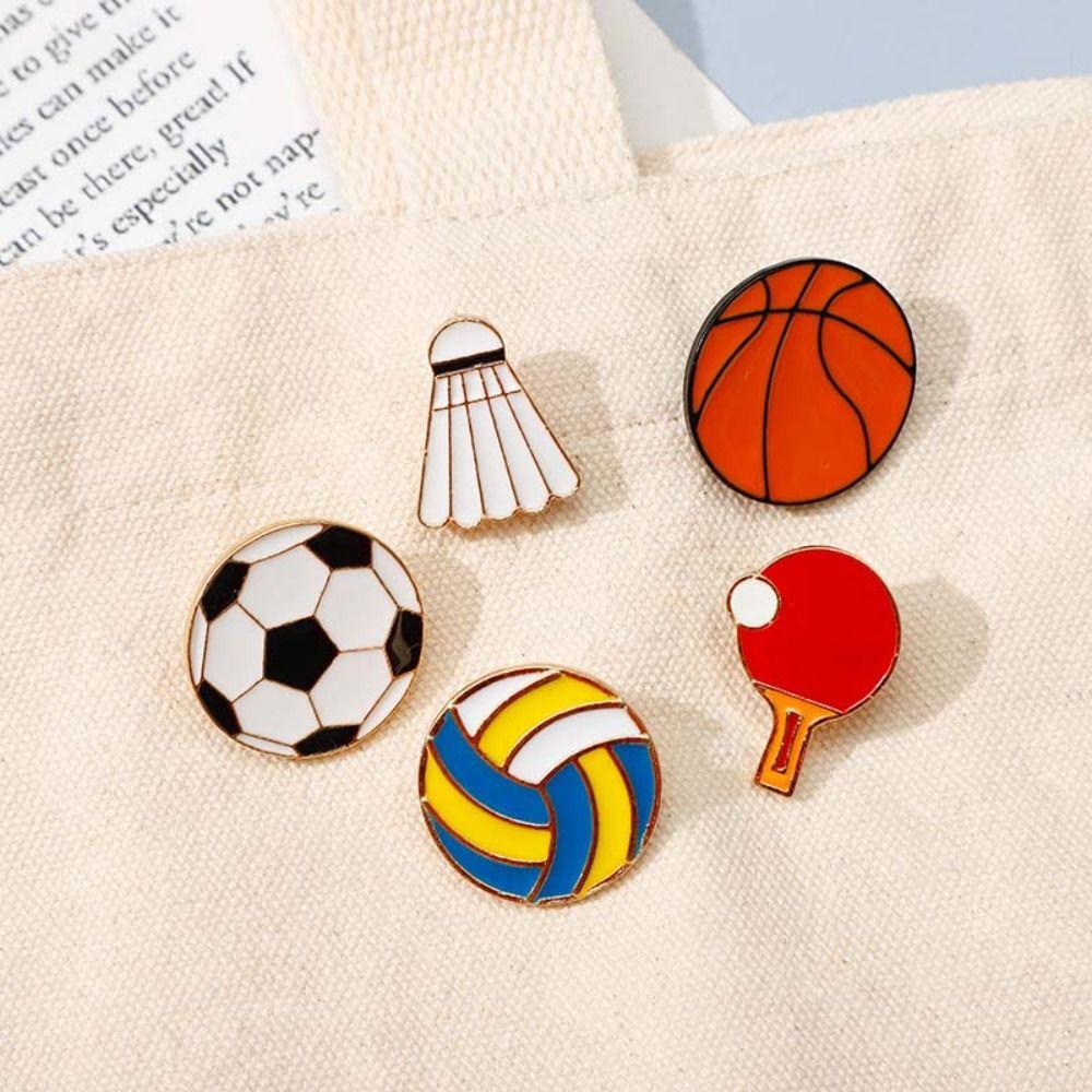 Basketball Dripping Oil Brooch Soccer Metal Badge Cute Sports Ball Enamel Pin Jewelry Gift