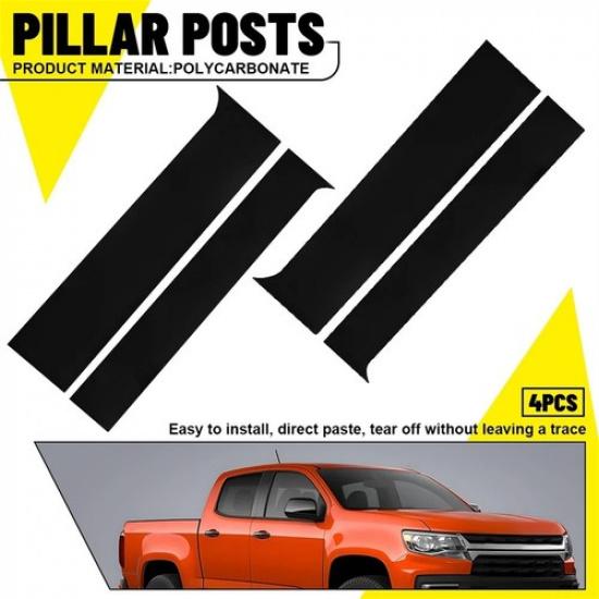 4PCS Pillar Posts Black Door Trim Cover For Chevy Colorado GMC Canyon 2015-