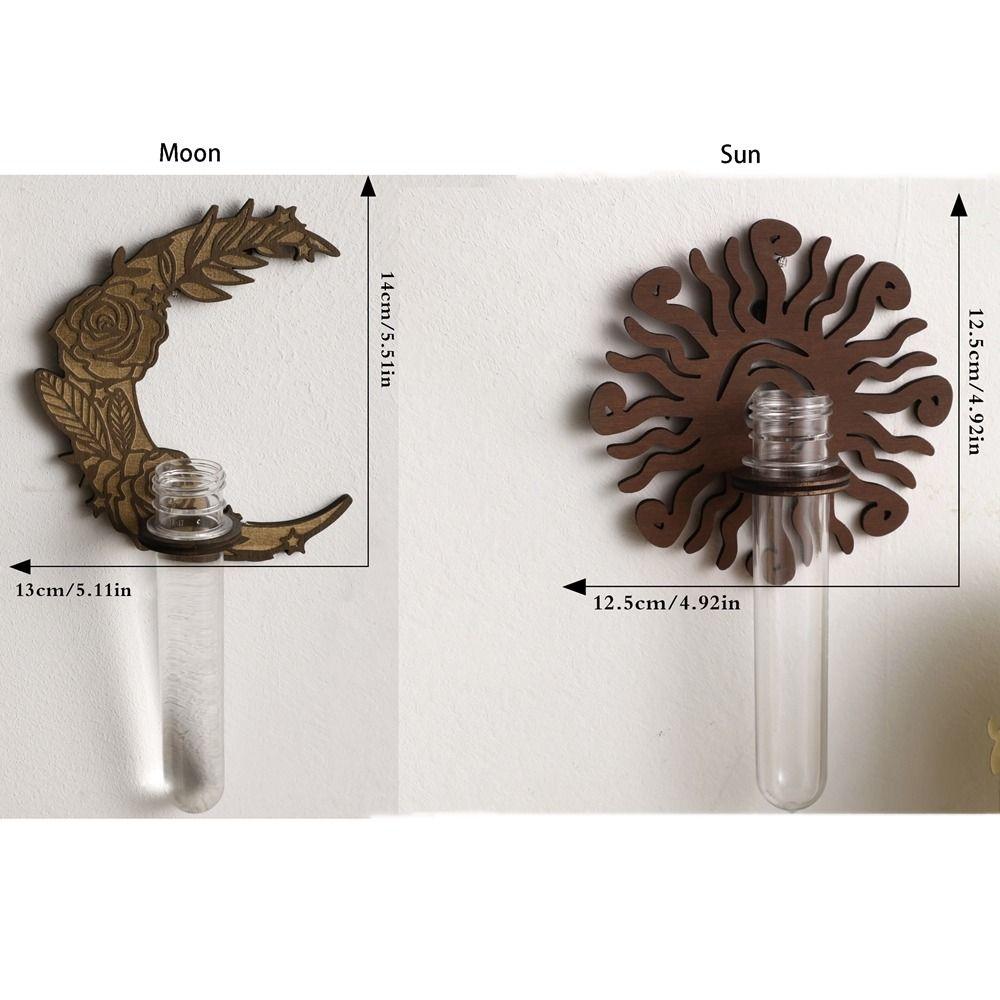 With Pipes Sun Moon Wall Planters Wall-Mounted Wall Hanging Holder Wooden Plant Fram Kitchen