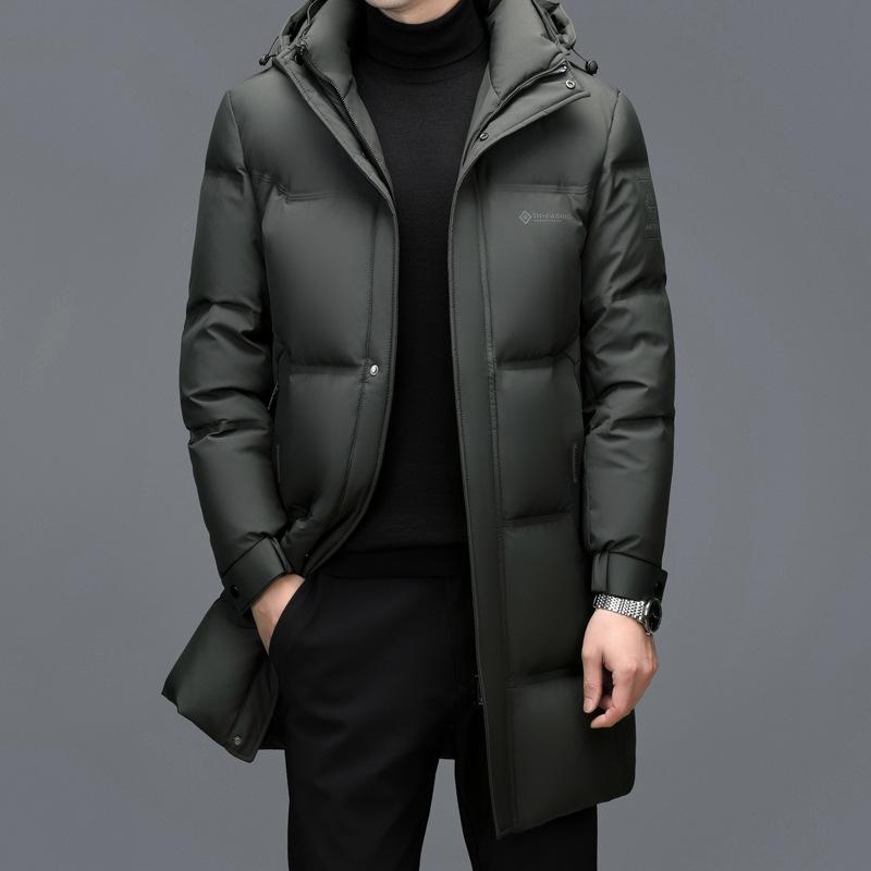 Medium and Long Middle-aged and Elderly Men's Thickened Down Jacket Hooded Casual Jacket Down Jacket Dad Outfit