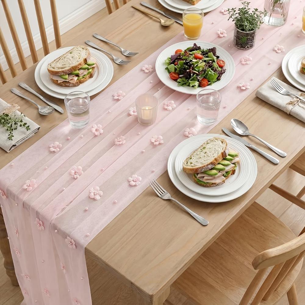3D Tulle Table Runner Semi-Transparent Wedding Table Runner Wedding Decor