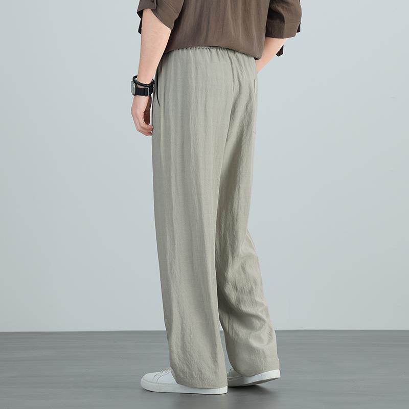 Tencel linen loose straight leg pants for men in summer, thin design, hanging feeling, men's pants 2026 new versatile casual breathable pants