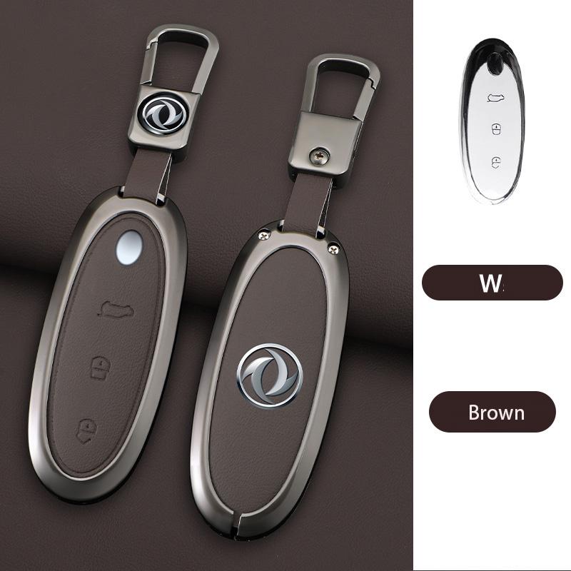 3 Buttons Zinc Alloy + Leather Car Key Case Cover Shell Skin Holder for 2024 Dongfeng NAMMI 01 New Energy Remote Key Protection