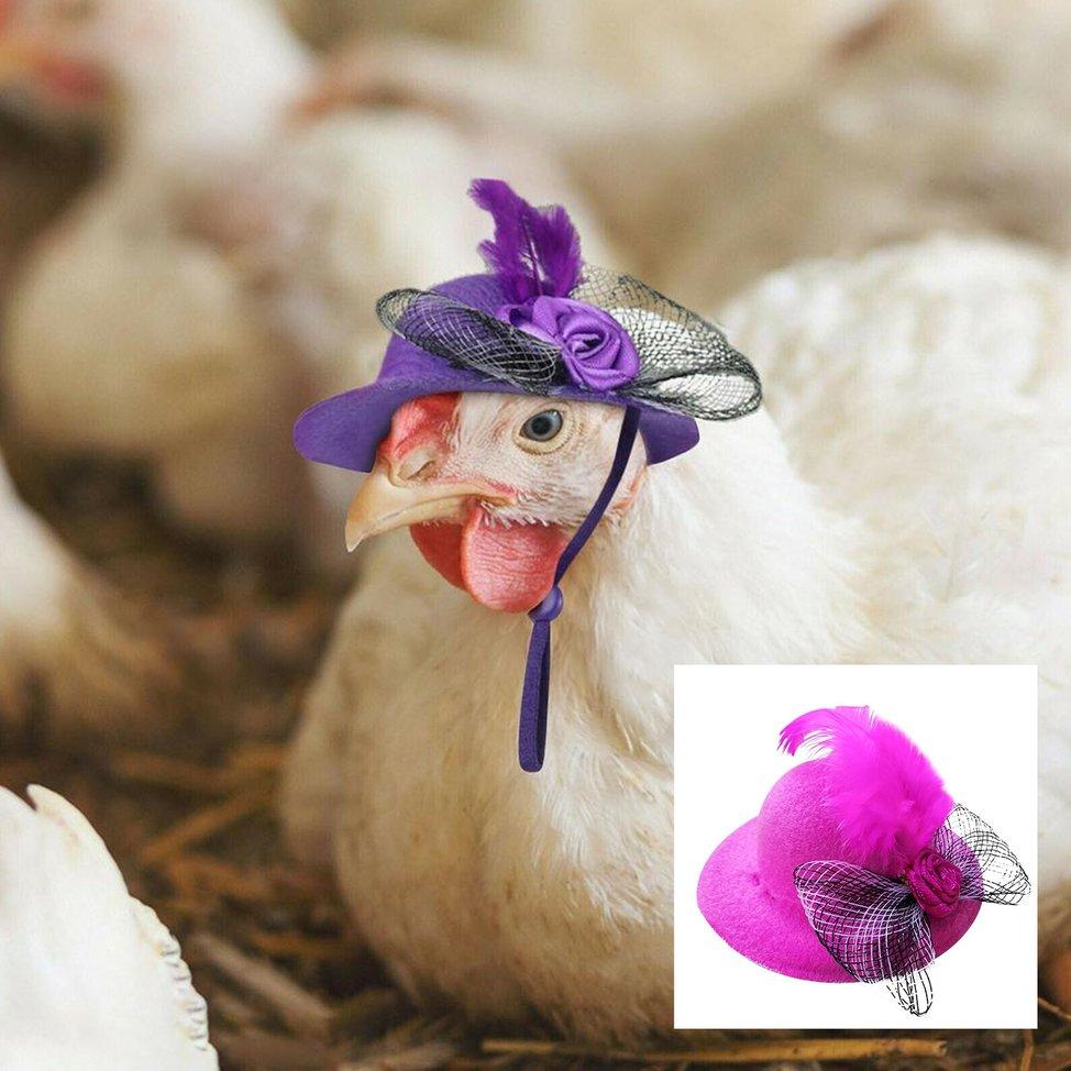Chicken Hats For Hen Mini Hat Chicken Helmet Accessories Feather Top Hat Funny Small Hat Tiny Pet Hat With Adjustable