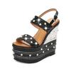 Модные 16 см Босоножки на платформе и танкетке на супервысоком каблуке Летняя обувь Женская обувь со стразами Открытый носок Пляжная обувь Туфли-лодочки Шлепанцы Летняя обувь