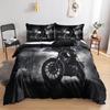 3D Cool Motorcycle Duvet Cover Set Transportation Pattern King Size Polyester Comforter Cover for Kids Teens Adults Bedding Set