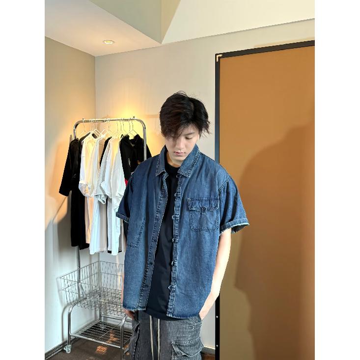 Summer New Chinese Style Vintage Denim Jacket For Men And Women, Loose Retro Button Washed Denim Top
