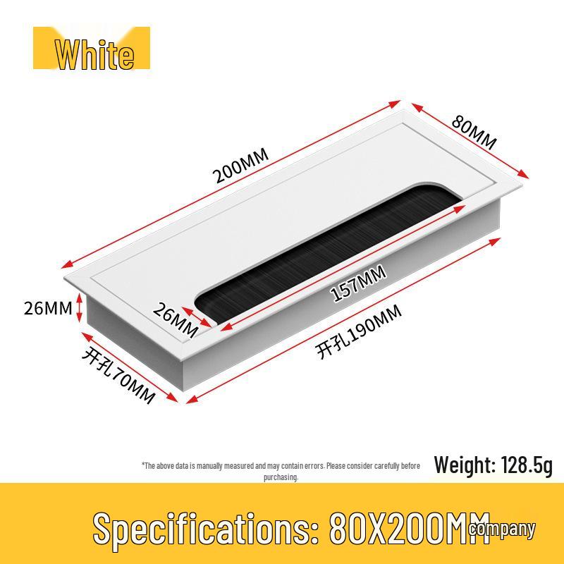 Desktop Cable Management Box: Flip-up Cover for Desk Cable Hole - Wire Pass-through and Decorative Rectangular Plate