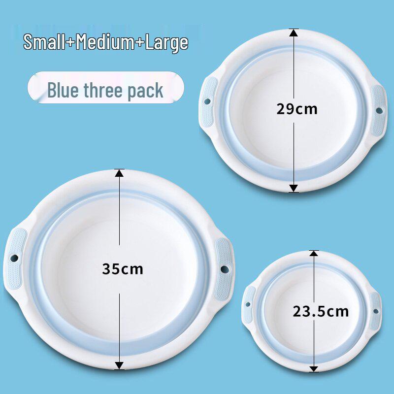 Foldable Portable Washbasin: Ideal for Dorm, Travel, Laundry, Face Washing - Durable, Round, Thick Plastic