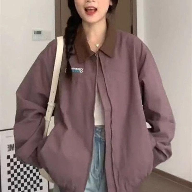 Фиолетовая куртка для женщин на весну и осень, новые корейские наряды на раннюю осень, универсальная повседневная рабочая куртка с лацканами