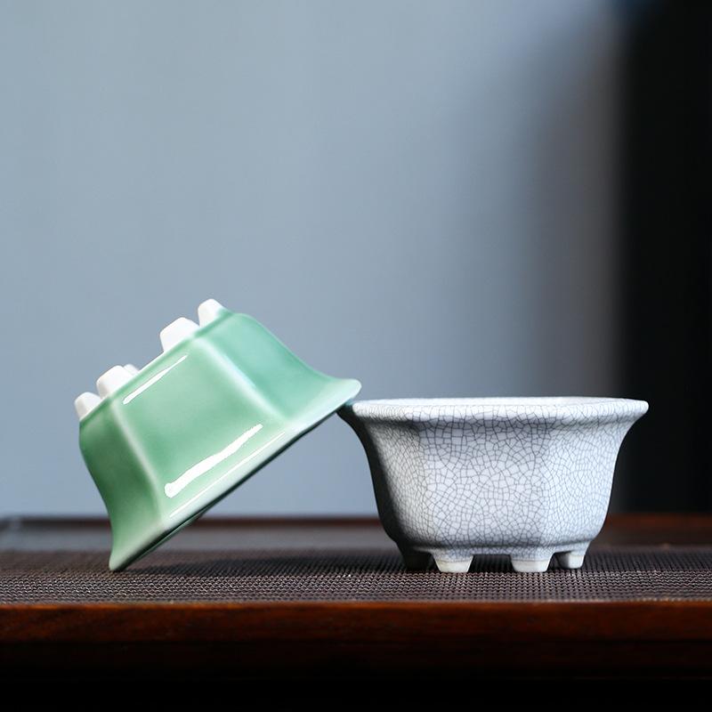 Mini Ceramic Flower Pot Bowl with Hole Ceramic Pottery Planter Thick Glazed Handmade Thick Glazed for Home Garden Decoration